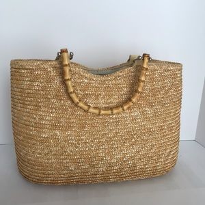 Authentic St John’s Bay Woven Straw Bamboo Bag